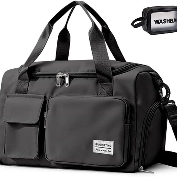 Small Gym Bag for Women, Travel Duffle Bag Carry On Weekender Bag with Shoe Comp - Picture 1 of 7